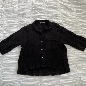 Zara Black Textured Button Down